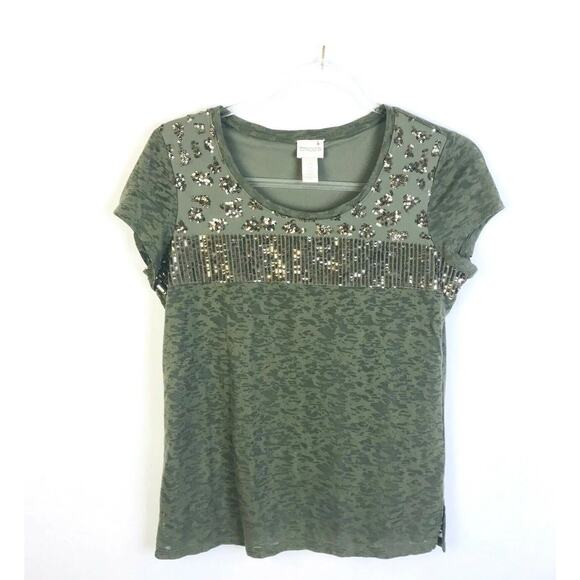 Chico's Top Women"s XS Embellished Sequins Sparkly Gray Party Night Out Knit - Picture 8 of 8